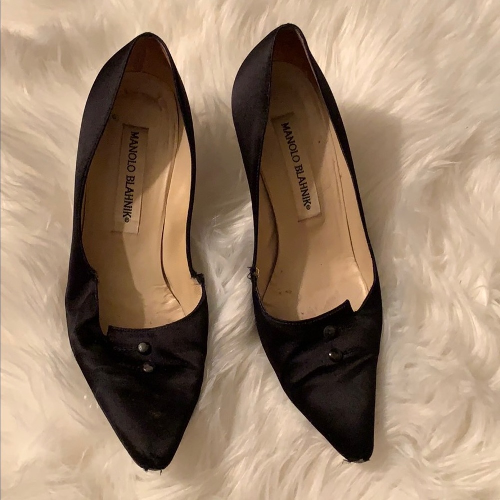 Manolo Blahnik Black Heels with Buttons
